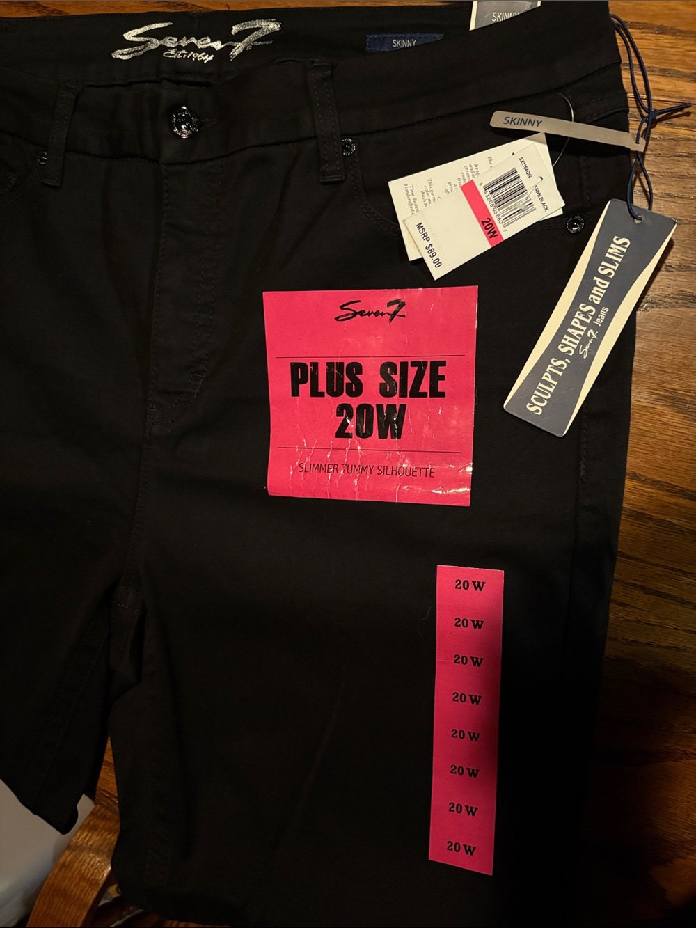 Seven7 Tummyless Black Plus Size Skinny Jeans 20W